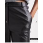 ASOS DESIGN Tall faux leather straight leg trousers in black