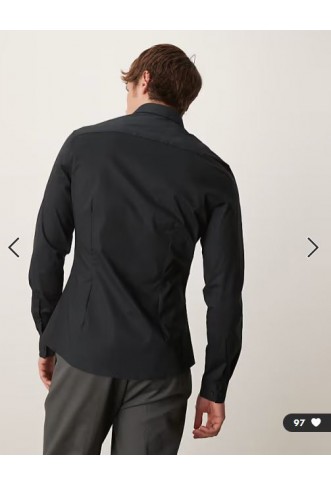 ASOS DESIGN formal easy iron skinny poplin regular shirt in black