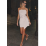 4th & Reckless satin bandeau twist bow front detail mini dress in cream