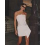 4th & Reckless satin bandeau twist bow front detail mini dress in cream