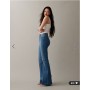 ASOS DESIGN power stretch sculpt flare jeans in mid blue
