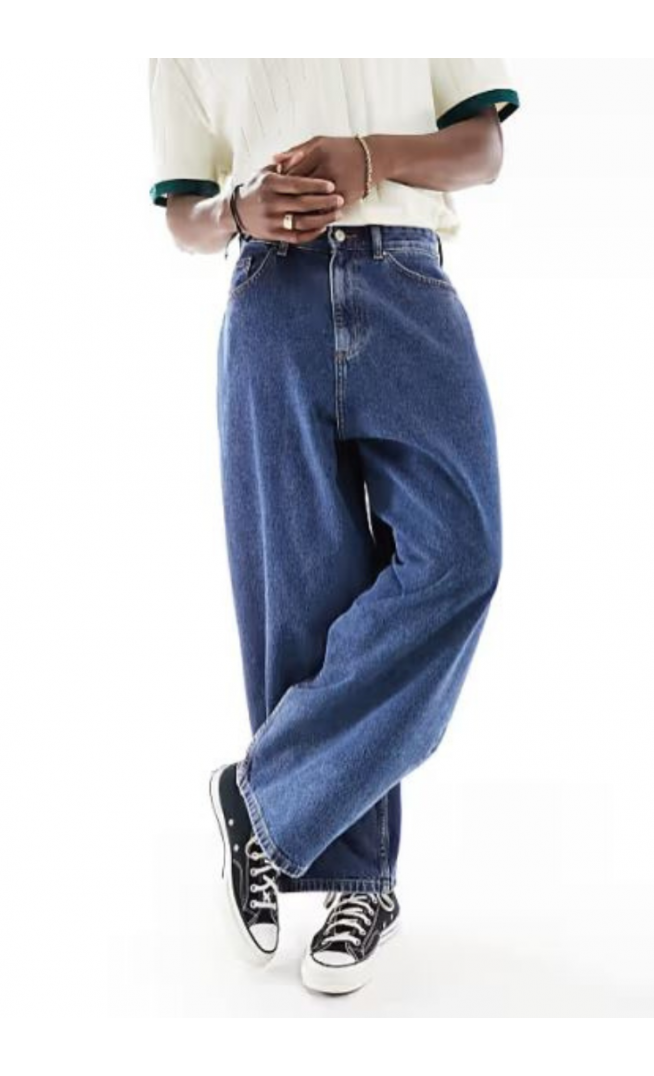 ASOS DESIGN oversized baggy jeans in mid wash blue