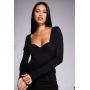 ASOS DESIGN compact polyamide cupped long sleeve bodysuit in black