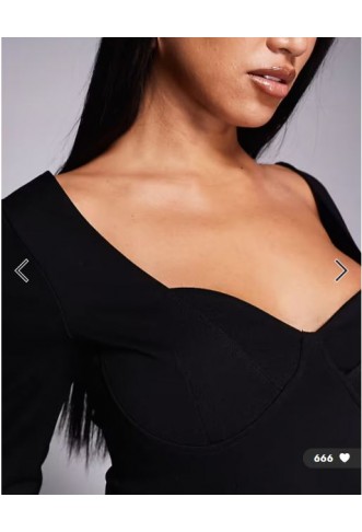 ASOS DESIGN compact polyamide cupped long sleeve bodysuit in black