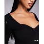 ASOS DESIGN compact polyamide cupped long sleeve bodysuit in black