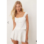 ASOS DESIGN tiered flippy mini skirt with lace trim in white