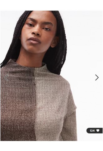 ASOS DESIGN long sleeve tweed mini dress in contrast brown colour