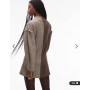 ASOS DESIGN long sleeve tweed mini dress in contrast brown colour