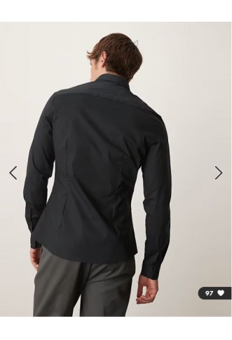 ASOS DESIGN formal easy iron skinny poplin regular shirt in black