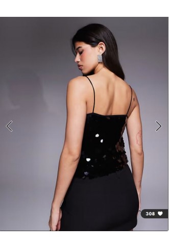 ASOS DESIGN large disc sequin cami in black