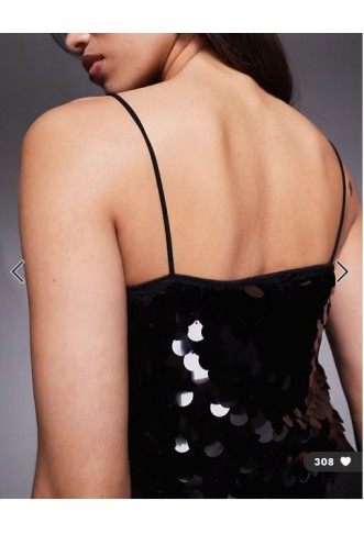 ASOS DESIGN large disc sequin cami in black