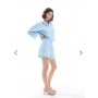 Vero Moda textured cropped shirt and shorts set in pastel blue