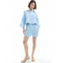 Vero Moda textured cropped shirt and shorts set in pastel blue