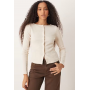 ASOS DESIGN wide neck rib cardigan in oatmeal