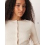 ASOS DESIGN wide neck rib cardigan in oatmeal