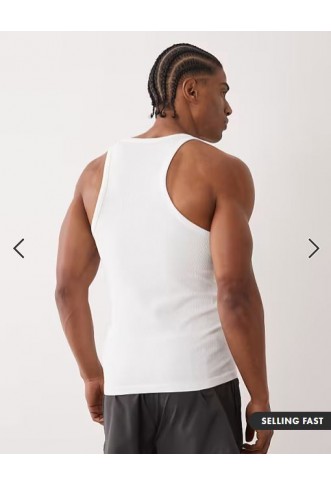 4505 Icon seamless rib slim fit vest in white