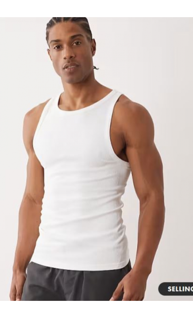 4505 Icon seamless rib slim fit vest in white