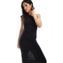 ASOS DESIGN one shoulder ruched side midaxi dress in black