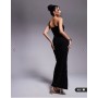 Fashionkilla exclusive slinky double sculpted bandeau maxi dress in black