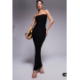 Fashionkilla exclusive slinky double sculpted bandeau maxi dress in black
