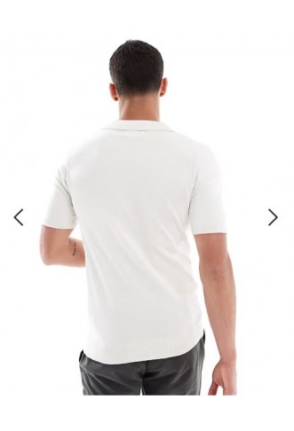 Threadbare cotton rich polo top in ecru