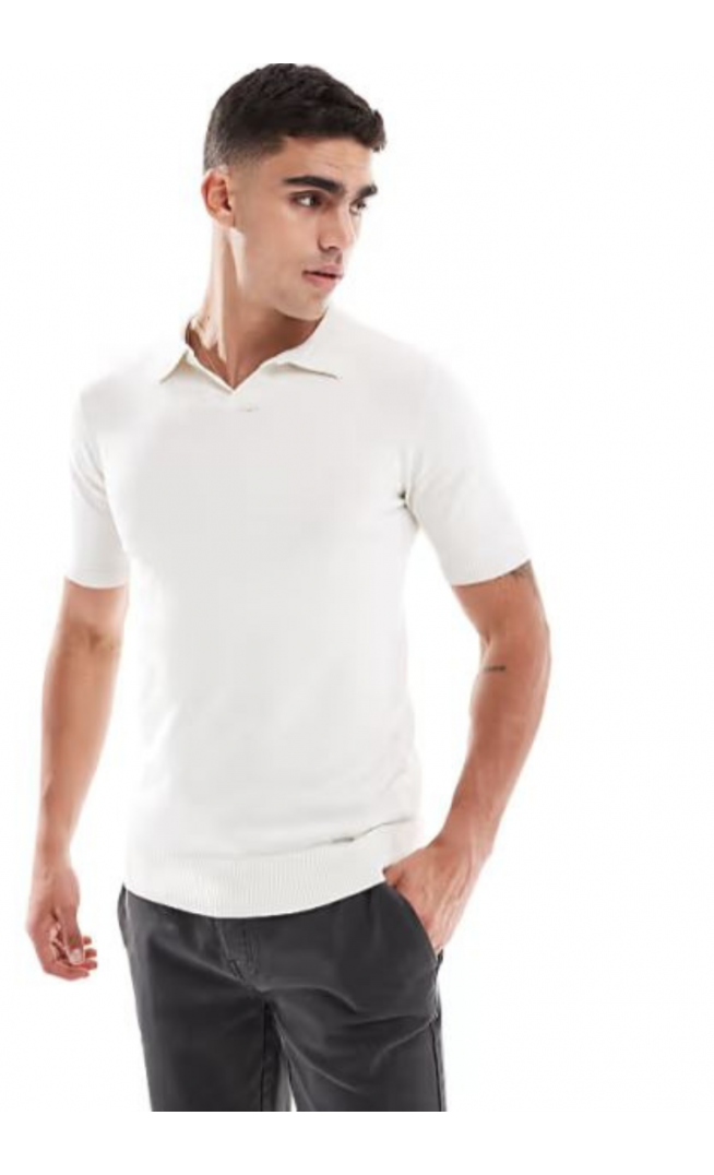 Threadbare cotton rich polo top in ecru