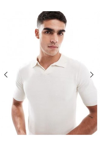 Threadbare cotton rich polo top in ecru