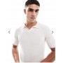 Threadbare cotton rich polo top in ecru