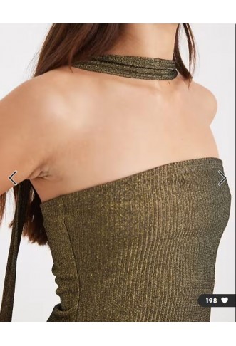 Miss Selfridge metallic bandeau scarf top in gold