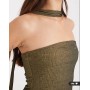 Miss Selfridge metallic bandeau scarf top in gold