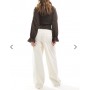ONLY tie waist wide leg jeans in ecru