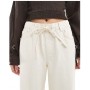 ONLY tie waist wide leg jeans in ecru