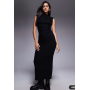 ASOS DESIGN boucle sleeveless shoulder pad ruched midi dress in black