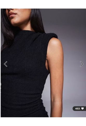 ASOS DESIGN boucle sleeveless shoulder pad ruched midi dress in black