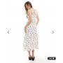 New Look ruffle sleeve cami midi dress in cream polka dot