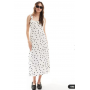 New Look ruffle sleeve cami midi dress in cream polka dot