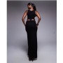 ASOS DESIGN scoop neck twist back with front split maxi dress in black
