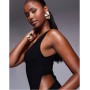 ASOS DESIGN scoop neck twist back with front split maxi dress in black