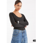 ASOS DESIGN Sculpting scoop neck long sleeve bodysuit in black