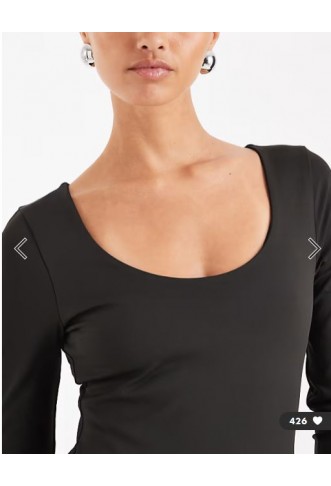 ASOS DESIGN Sculpting scoop neck long sleeve bodysuit in black