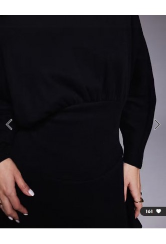 ASOS DESIGN supersoft slash neck blouson batwing mini dress in black
