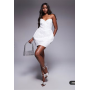ASOS LUXE embellished denim bandeau mini dress in white