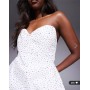 ASOS LUXE embellished denim bandeau mini dress in white