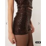 ASOS DESIGN tailored sequin micro short co-ord in chocolate
