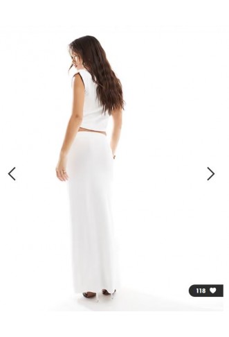 4th & Reckless double layered slinky drape tie waist maxi skirt co-ord in white