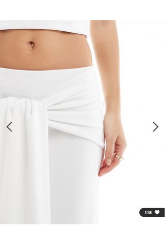 4th & Reckless double layered slinky drape tie waist maxi skirt co-ord in white