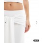 4th & Reckless double layered slinky drape tie waist maxi skirt co-ord in white