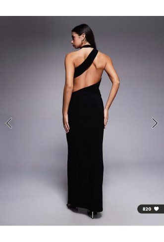 ASOS DESIGN halter maxi dress with ring detail in black
