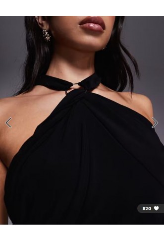 ASOS DESIGN halter maxi dress with ring detail in black