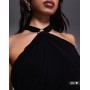 ASOS DESIGN halter maxi dress with ring detail in black